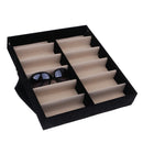 8 Comparament Protective Adjustable Eyeglass Sunglasses Carry Storage Case Cover Black Pair Of 12PCS
