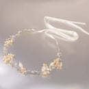 Wedding Bridal Rhinestone Pearl Headband Headpiece Hair Band Ribbon Tie