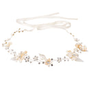 Wedding Bridal Rhinestone Pearl Headband Headpiece Hair Band Ribbon Tie
