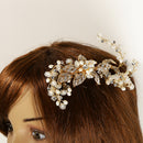 Women Girls Ladies Elegant Leaf Vine Hair Comb Headpiece Tiara Wedding Party Bridal Hair Accessory Gold