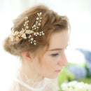 Women Girls Ladies Elegant Leaf Vine Hair Comb Headpiece Tiara Wedding Party Bridal Hair Accessory Gold