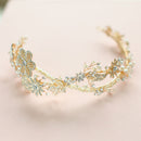 Elegant Bridal Wedding Shiny Crystal Freshwater Pearls Flower Headband Gold