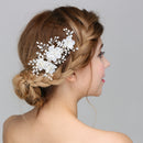 Sweet Crystal Pearls Floral Hair Clip Grip Wedding Bride Girls Prom Accessory