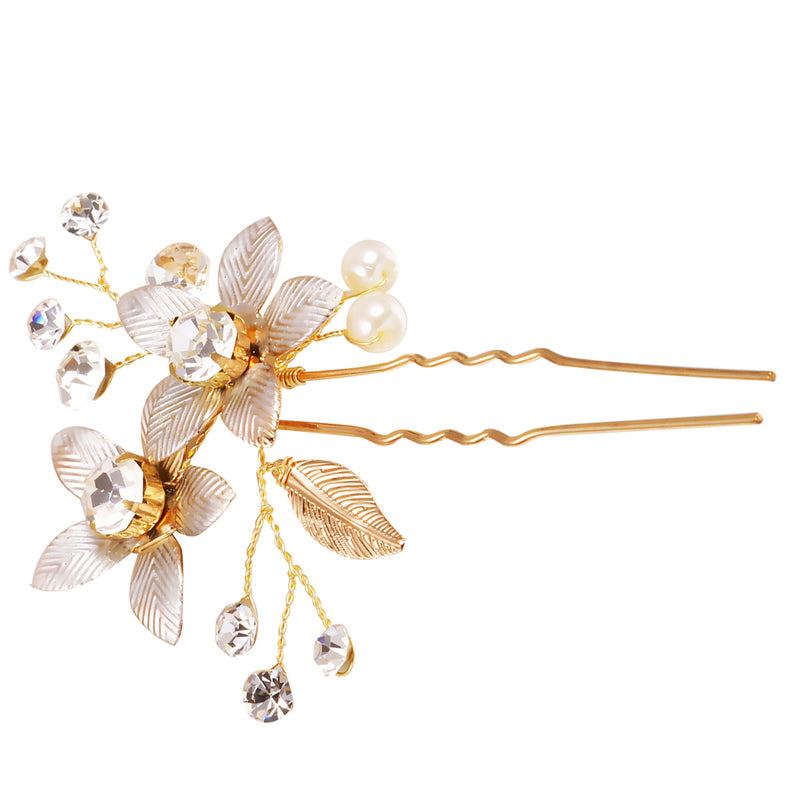 Crystal Pearls Floral Vine Hair Pin Clip Wedding Bride Girls Prom Accessory