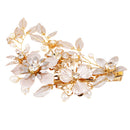 Sweet Crystal Pearls Floral Vine Hair Clip Wedding Bride Girl Prom Accessory-Gold