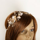Crystal Pearls Floral Vine Headband Tiara Wedding Bride Prom Hair Accessory