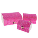 Set Of 3PCS Wooden Jewelry Beads Box Earring Necklace Drawer Holder Home Decoration Rose Red