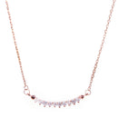 Korean Style Women Crystal Zircon Embeded Pendant Chain Necklace Rose Gold