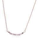 Korean Style Women Crystal Zircon Embeded Pendant Chain Necklace Rose Gold