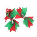Christmas Xmas Hair Pin Bow Girls Ladies Ribbon Accessory Tie Clip Gift