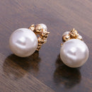 Two-Sided Crystal Rhinestone Faux Pearl Ear Studs Earrings Women Jewelry