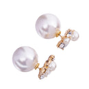 Two-Sided Crystal Rhinestone Faux Pearl Ear Studs Earrings Women Jewelry
