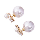 Two-Sided Crystal Rhinestone Faux Pearl Ear Studs Earrings Women Jewelry