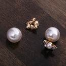 Two-Sided Crystal Rhinestone Faux Pearl Ear Studs Earrings Women Jewelry