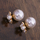 Two-Sided Crystal Rhinestone Faux Pearl Ear Studs Earrings Women Jewelry