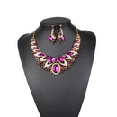 Set Of Women Girls Ladies Crystal Necklace With Earrings Fashion Accessory Party Wedding Jewelry Purple