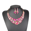 Set Of Women Girls Ladies Rhinestone Necklace With Earrings Fashion Accessory Party Wedding Jewelry Rose