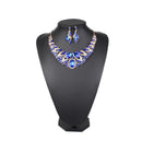 Set Of Women Girls Ladies Rhinestone Necklace With Earrings Fashion Accessory Party Wedding Jewelry Blue