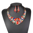 Set Of Women Girls Ladies Rhinestone Necklace With Earrings Fashion Accessory Party Wedding Jewelry Multi-Color