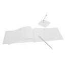 Wedding White Lace Guest book and Pen Set with white flower
