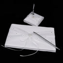 Wedding White Lace Guest book and Pen Set with white flower