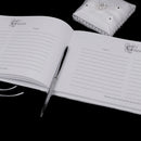 Wedding White Lace Guest book and Pen Set with white flower
