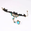 Retro Gothic Court Black Lace Wrist Bracelet Chain Ring Party Accessories