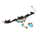 Retro Gothic Court Black Lace Wrist Bracelet Chain Ring Party Accessories