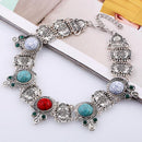 Fashion Europe Women Personality Retro Turquoise Explosion Chain Necklace Choker