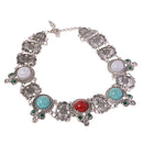 Fashion Europe Women Personality Retro Turquoise Explosion Chain Necklace Choker
