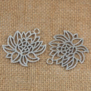 10 Pieces Hollow Out Flower Design DIY Findings Charms Necklace Pendant