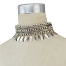 Metal Necklace Charms Choker Collar Tassel Leaves Pendant Necklace Stretch Chain
