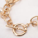 Women Gold Hollow Out Love Heart Pearls Drop Bracelet Chain Jewelry Gifts