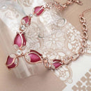 Luxury Opal Crystal Tulip Pendant Necklace Earring Wedding Bride Jewelry Set