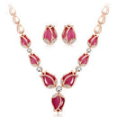 Luxury Opal Crystal Tulip Pendant Necklace Earring Wedding Bride Jewelry Set