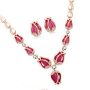 Luxury Opal Crystal Tulip Pendant Necklace Earring Wedding Bride Jewelry Set