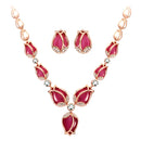 Luxury Opal Crystal Tulip Pendant Necklace Earring Wedding Bride Jewelry Set