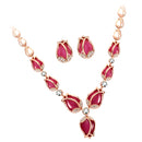 Luxury Opal Crystal Tulip Pendant Necklace Earring Wedding Bride Jewelry Set
