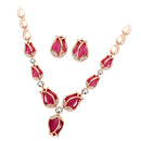 Luxury Opal Crystal Tulip Pendant Necklace Earring Wedding Bride Jewelry Set