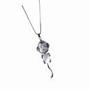 Cute Crystal Opal Stone Monkey Pendant Necklace Long Sweater Chain Jewelry