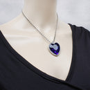 Classic Titanic Heart of Ocean Sapphire Crystal Pendant Necklace Gift-Silver