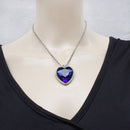 Classic Titanic Heart of Ocean Sapphire Crystal Pendant Necklace Gift-Silver