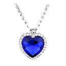 Classic Titanic Heart of Ocean Sapphire Crystal Pendant Necklace Gift-Silver