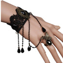 Bracelet Ring Hand Chain Gothic Lace & Alloy Bracelet Ring Attached Bracelet Victorian Flower Vampire Chain