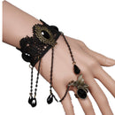 Bracelet Ring Hand Chain Gothic Lace & Alloy Bracelet Ring Attached Bracelet Victorian Flower Vampire Chain
