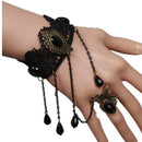 Bracelet Ring Hand Chain Gothic Lace & Alloy Bracelet Ring Attached Bracelet Victorian Flower Vampire Chain