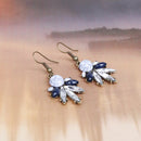 Chic Fashion Faux Crystal Bohemian Boho Statement Earrings Flower Petal Drop