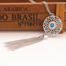 Bohemian Style Ladies Flower Tassel Long Chain Necklace Jewelry
