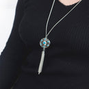 Bohemian Style Ladies Flower Tassel Long Chain Necklace Jewelry