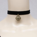 Vintage Black Gothic Rudder Pendant Necklace Women Velvet Collar Necklace